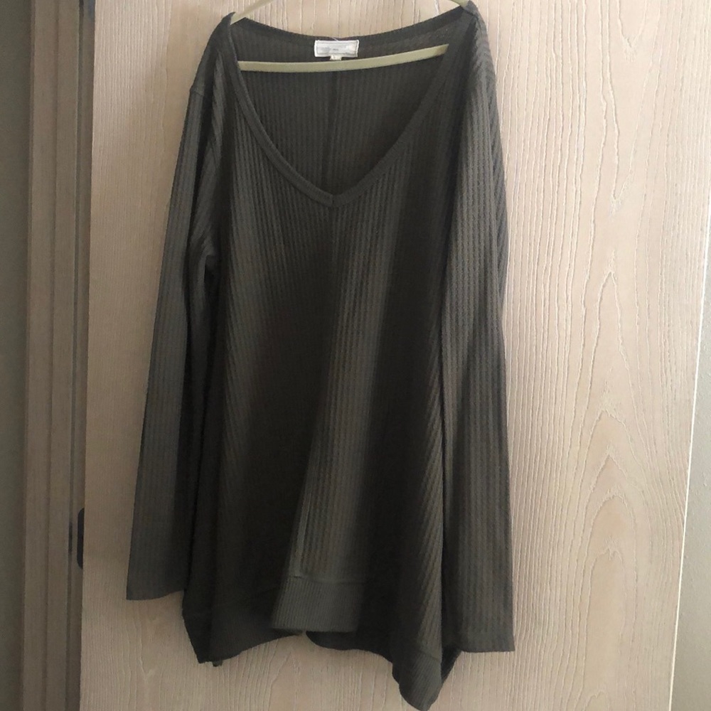 Olive Green Waffle Pattern Sweater